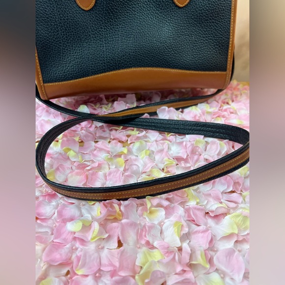 Dooney & Bourke Black Peppled Tan Leather Satchel Hand Bag - Picture 5 of 13